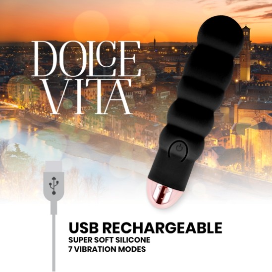 Dolce Vita PAKRAUJAMAS VIBRATORIUS SIX BLACK 7 greičiai