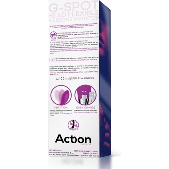 Action No. Ten G-Spot Hyper-Flexible Vibe Magnetic USB Silicone