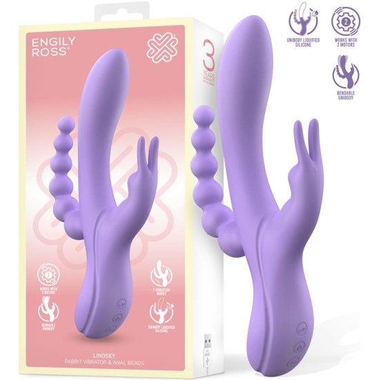 Engily Ross Lindsay Vibe with Anal Chain Liquid Silicone Unibody Flexible 2 Motors