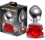 Afterdark Silver Metal Anal Plug with Red Rose Base Size L