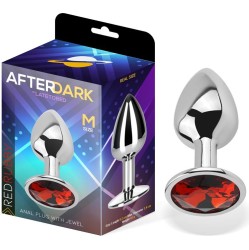 Afterdark Butt Plug with Jewel Red Rubby Size M Aluminium