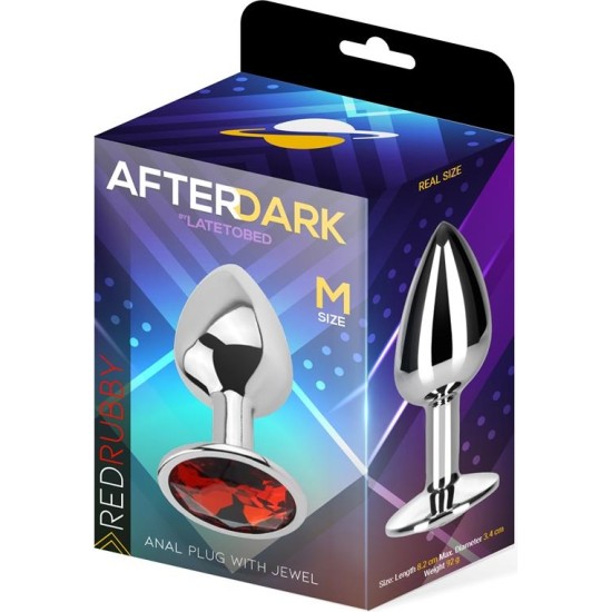 Afterdark Butt Plug with Jewel Red Rubby Size M Aluminium