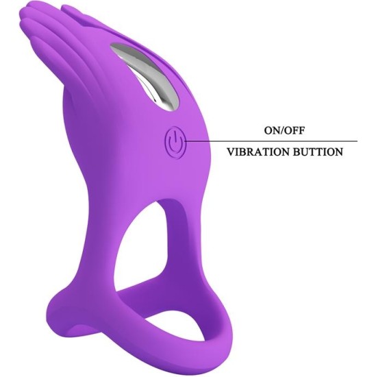 Prettylove Silas Vibrating Penis Ring Purple