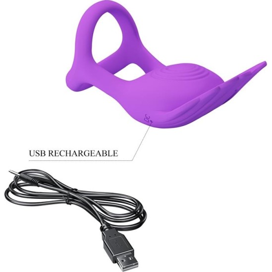Prettylove Silas Vibrating Penis Ring Purple