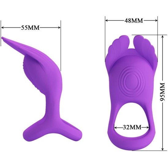 Prettylove Silas Vibrating Penis Ring Purple