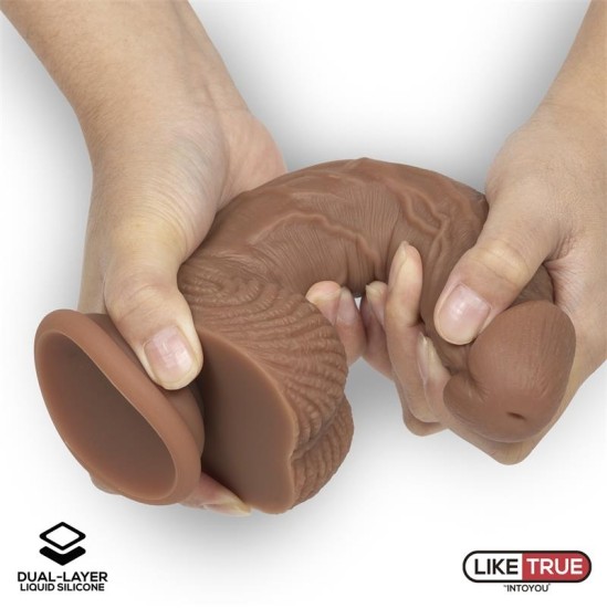 Liketrue Dildo Dual Layer Silicone 8.25 Brown