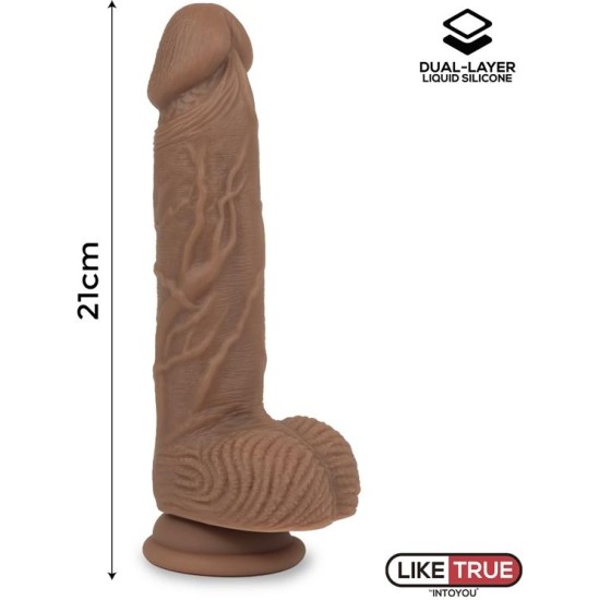 Liketrue Dildo Dual Layer Silicone 8.25 Brown