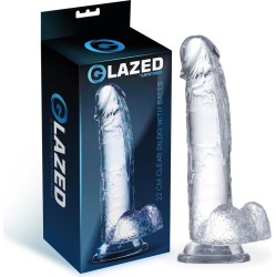 Glazed Realistic Dildo with Testicles Crystal Material 22 cm