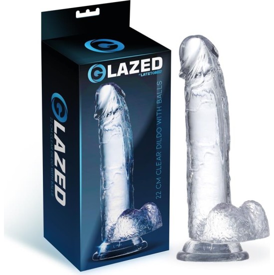 Glazed Realistic Dildo with Testicles Crystal Material 22 cm