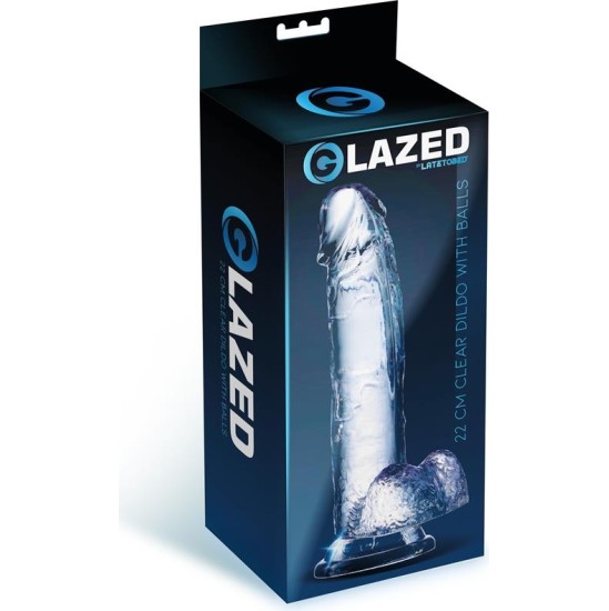 Glazed Realistic Dildo with Testicles Crystal Material 22 cm