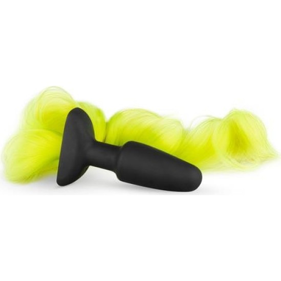 Easytoys Silicone Butt Plug With Tail - Yellow