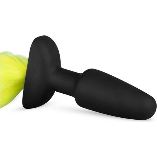 Easytoys Silicone Butt Plug With Tail - Yellow