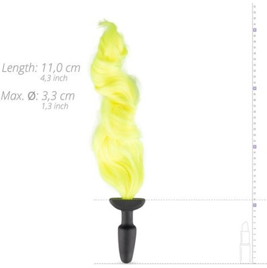 Easytoys Silicone Butt Plug With Tail - Yellow