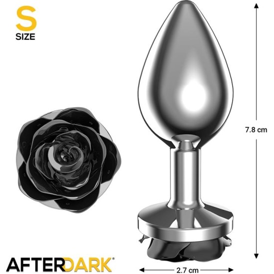 Afterdark Metal Anal Plug with Black Rose Base Size S