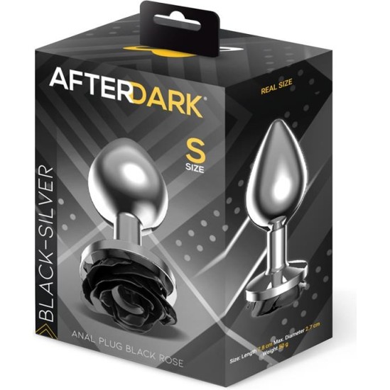 Afterdark Metal Anal Plug with Black Rose Base Size S