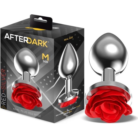 Afterdark Metal Anal Plug with Red Rose Base - Size M
