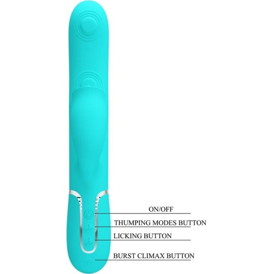 Prettylove Gigi Vibrator Licking and Thumping Turquoise