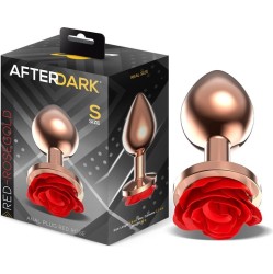 Afterdark Rose Gold Anal Plug with Red Rose Base Size S