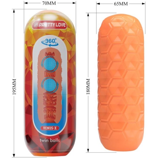 Prettylove Male Masturbator HoneyComb with 2 Internal Balls