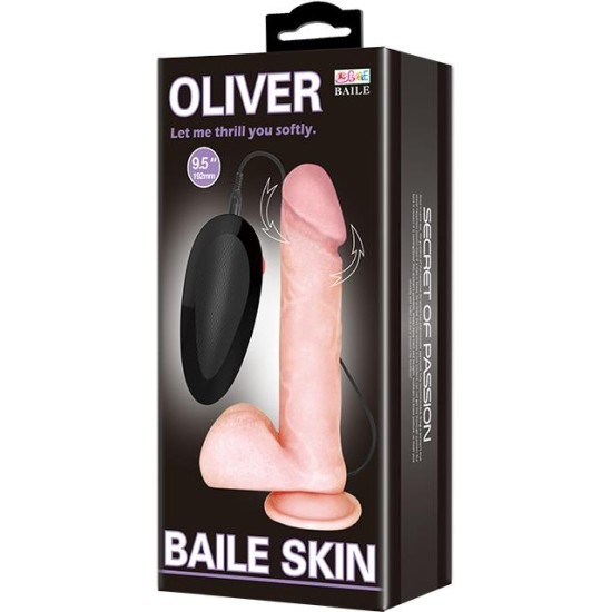 Baile Oliver Vibrating Realistic Dildo with Rotation and Remote Control