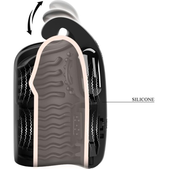 Prettylove Black Glans Trainer Vibrating Male Masturbator