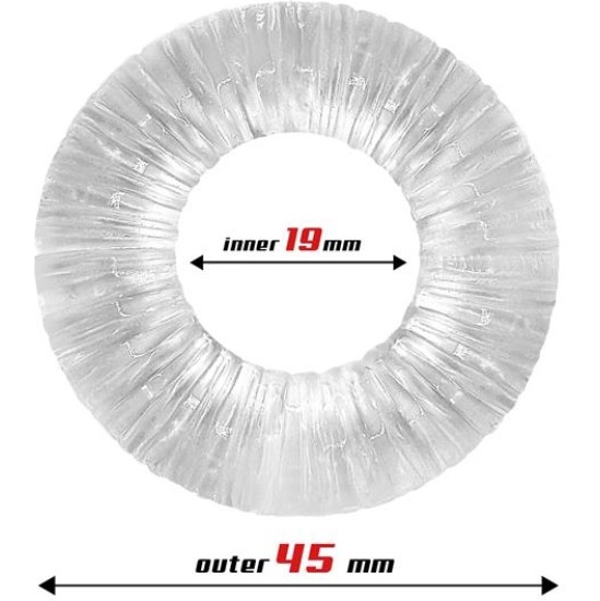 Beast Rings Cock Ring Super Flexible Striped 1.9 cm Clear