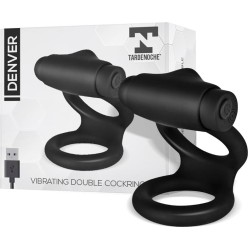 Tardenoche Denver Double Cockring with Vibrating Bullet USB Silicone Black
