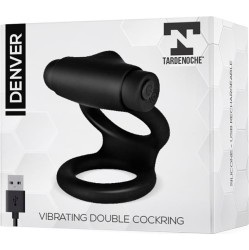 Tardenoche Denver Double Cockring with Vibrating Bullet USB Silicone Black