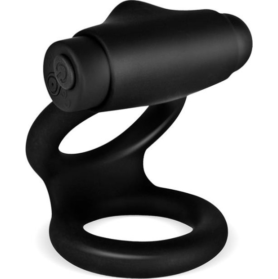 Tardenoche Denver Double Cockring with Vibrating Bullet USB Silicone Black