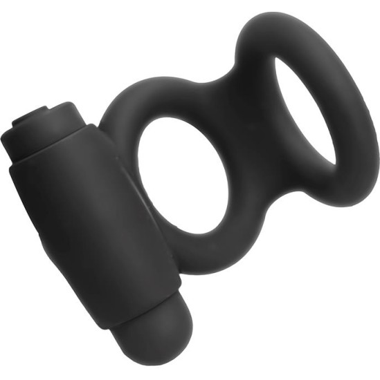 Tardenoche Denver Double Cockring with Vibrating Bullet USB Silicone Black