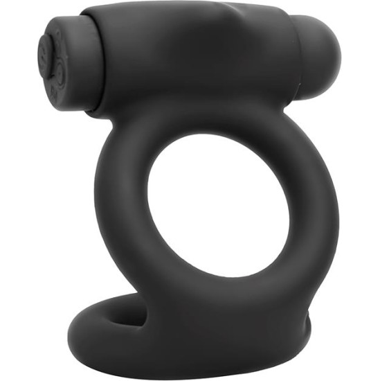 Tardenoche Denver Double Cockring with Vibrating Bullet USB Silicone Black
