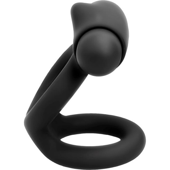 Tardenoche Denver Double Cockring with Vibrating Bullet USB Silicone Black