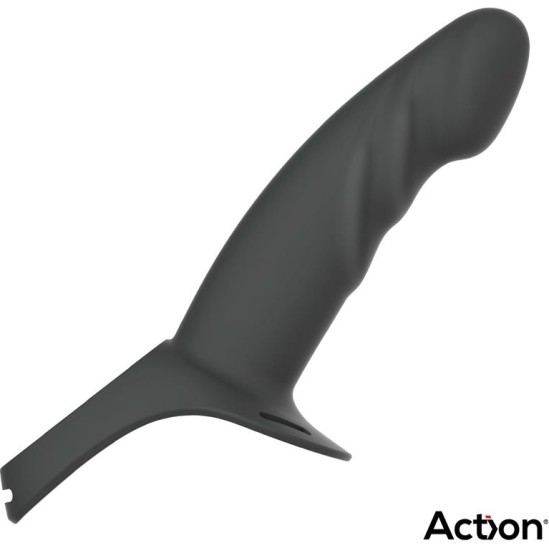 Action Strap-On with Hollow Dildo Premium Silicone Size L Black