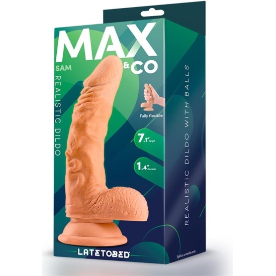 Max & Co Sam Realistic Dildo with Testicles 7.1 Flesh