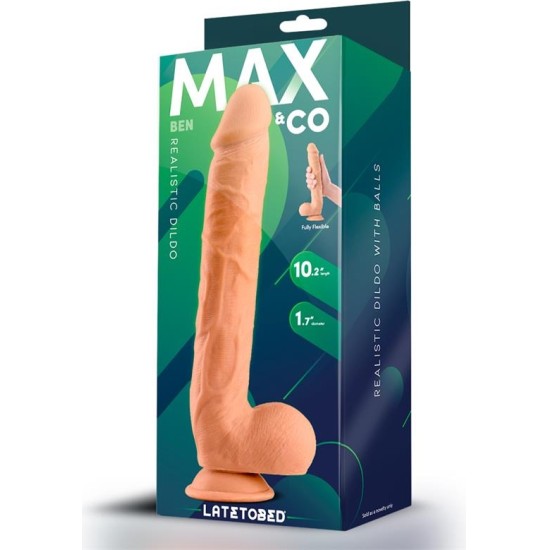 Max & Co Ben Realistic Dildo with Testicles 10.2 Flesh