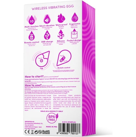 Drops Vibrating Egg Remote Control USB Silicone Purple