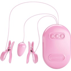 Prettylove Surprise Box Vibrating Egg and Electric Shock Nipple Clamps Pink