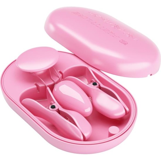 Prettylove Surprise Box Vibrating Egg and Electric Shock Nipple Clamps Pink