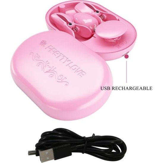Prettylove Surprise Box Vibrating Egg and Electric Shock Nipple Clamps Pink