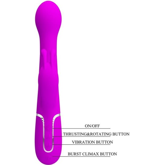 Prettylove Vibe with Thrusting and Rotating Beads Dejon Pink