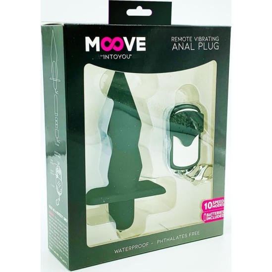 Moove Vibrating Butt Plug with Remote Control Silicone Black