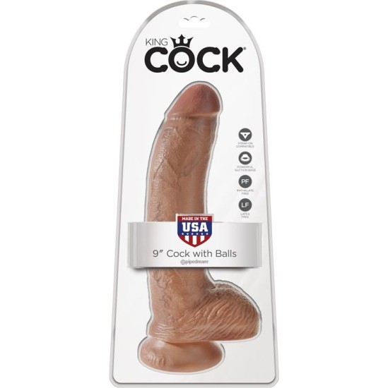 King Cock Reaslitic Dildo with Testicles 9 Tan