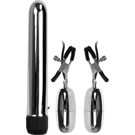 Baile Vibrating Bullet and Nipple Clamps with Vibration Set Turbo