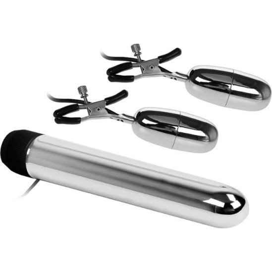 Baile Vibrating Bullet and Nipple Clamps with Vibration Set Turbo