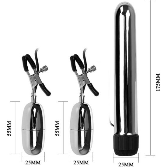 Baile Vibrating Bullet and Nipple Clamps with Vibration Set Turbo