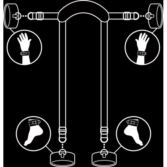 Fetish Submissive Bondage FETISH SUBMISSIVE - MASTER POSITION WITH 4 NOPRENE-LINED HANDCUFFS