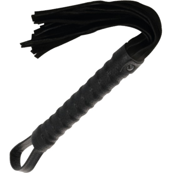Darkness Sensations DARKNESS - BLACK BONDAGE WHIP WITH LEATHER HANDLE