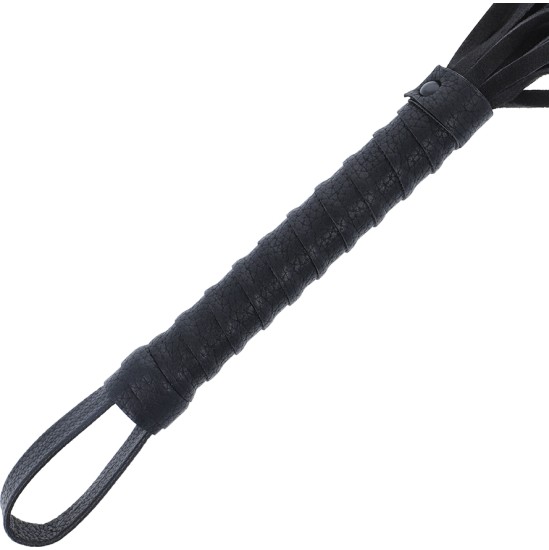 Darkness Sensations DARKNESS - BLACK BONDAGE WHIP WITH LEATHER HANDLE