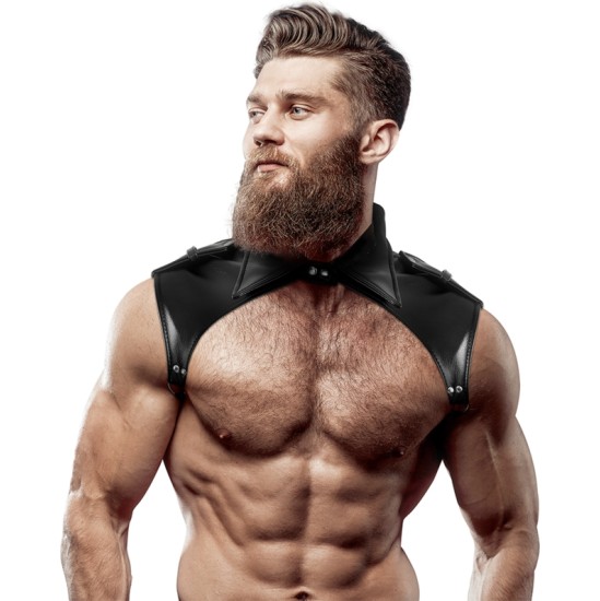 Fetish Submissive Attitude MENS BRIGADE ADJUSTABLE ECO-LEATHER NECK HARNESS