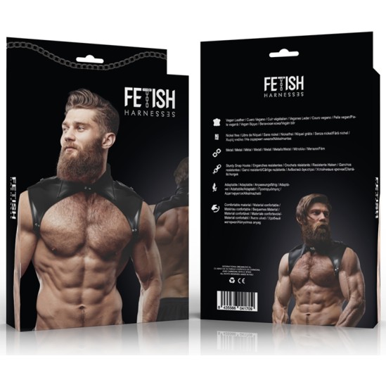 Fetish Submissive Attitude MENS BRIGADE ADJUSTABLE ECO-LEATHER NECK HARNESS